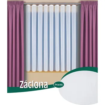 Kusová hotová záclona VOAL UNI 09021, s řasicí páskou a olůvkem, jednobarevná bílá, výška 130 cm x šířka 350 cm (na okno)