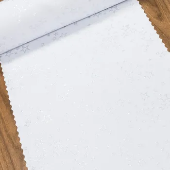 ubrus Ubrusovina vánoční / štola teflonová úprava, HVĚZDNÉ PŘÁNÍ, bílá / stříbrná, š.38cm (metráž)