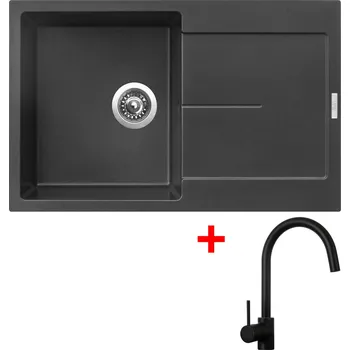 Granitový dřez Akení Sinks ULTIMA 790 Metalblack + VITALIA černá