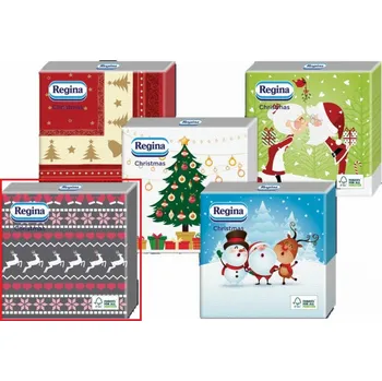 Papírový kapesník Regina Papírové ubrousky 1 vrstvé 33 x 33 cm 20 kusů Vánoční Šedé, růžový a bílý potisk