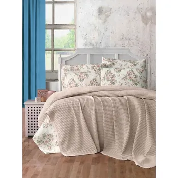 Přehoz na lůžko Světle hnědý bavlněný přehoz 220x240 cm Waffle – Mila Home ID_1674598