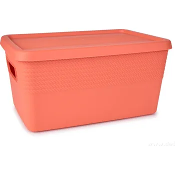 Úložný box PRAKTIK | úložný box s víkem | 27,5 cm lososový
