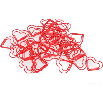 OFFICE | 40 ks kancelářské sponky ve tvaru srdce | červené kovové | dekorativní