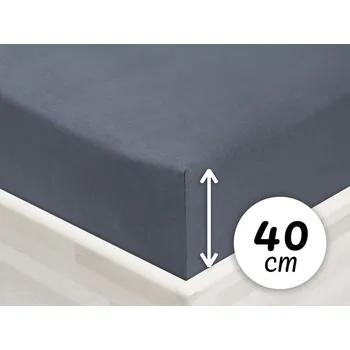 Prostěradlo Jersey napínací prostěradlo na extra vysokou matraci JR-029 Antracitově šedé 180 x 200 - výška 40 cm