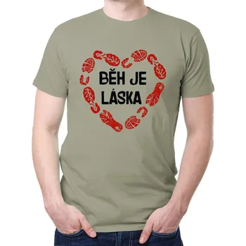 Pánské tričko Tričko - Běh je láska, Barva látky sv. khaki, Střih Pánsky / UNISEX, Velikost M