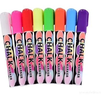 ART | Sada 8 ks křídových omyvatelných popisovačů 2v1 | kulatý & plochý hrot | pro tabule, sklo & dekorace