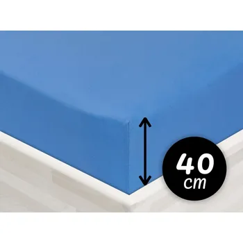 Prostěradlo Jersey napínací prostěradlo na extra vysokou matraci JR-015 Světle modré 200 x 200 - výška 40 cm