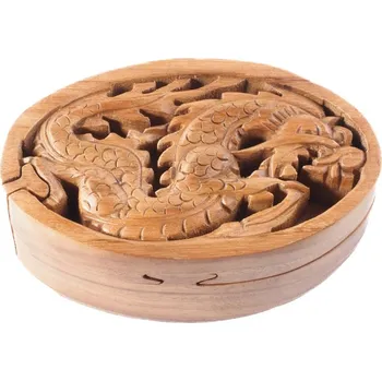 Dárková krabička Krabička dřevo Puzzle Drak světlá