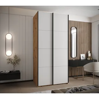 Šatní skříň Šatní skříň Lux 1 Barva korpusu: Černá, Rozměry: 100 cm, Dveře: Bílá