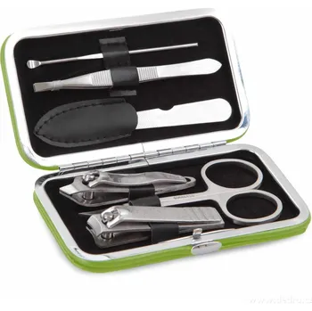 BEAUTY | manikúra 7dílná sada | kartáčovaná ocel | v uzavíratelném pouzdře | zelená