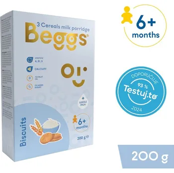 dětská jídelní sada BEGGS mléčná 3zrnná kaše se sušenkami obsahuje lepek (200 g)