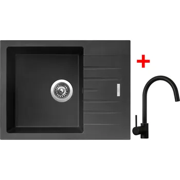 Granitový dřez Akční Sinks PERFECTO 650 Pureblack + VITALIA černá
