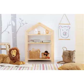 Dětská skříň Dřevěná dětská knihovna a úložný regál na hračky 2v1 ve tvaru domečku 40x60 cm Adeko