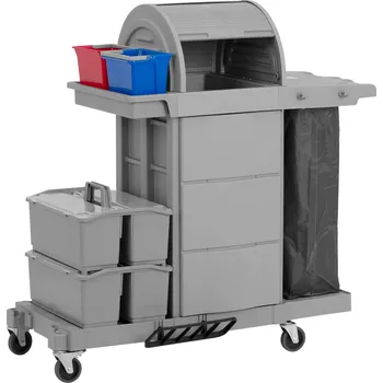 ulsonix Úklidový vozík - s pytlem na prádlo - uzamykatelná přihrádka - 2 kbelíky - 2 dvojité boxy ULX-CRFZ D1
