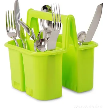 Odkapávač na nádobí PŘÍBORNOŠ | odkapávač a přenosný stojan na příbory s rukojetí | odolný plast zelený