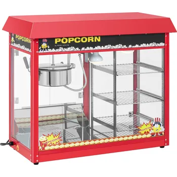 Popkornovač Royal Catering Stroj na popcorn - vyhřívaná výloha - červený RCPC-16E