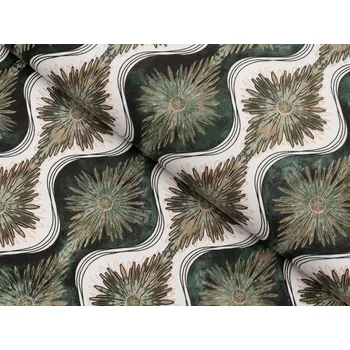 Bavlněná látka/plátno Sandra SA-542 Okrasné hvězdy na zeleném/bílém - šířka 160 cm