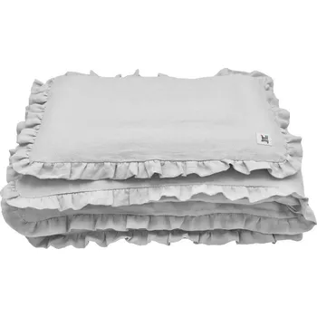 přikrývka Bellamy Lněný set přikrývky a polštáře do postýlky s výplní 80 x 100 cm, 30 x 40 cm Šedá