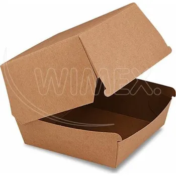 Jednorázové nádobí Box na hamburger hnědý 11 x 11 x 9 cm, nepromastitelný [50 ks]