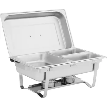 Chafing Dish - GN 1/2 - 2 x GN 1/4 - 9 l - 2 nádoby na palivo - 295 x 235 x 60 / 240 x 135 x 65 mm - Royal Catering RCCD_RT19_9L