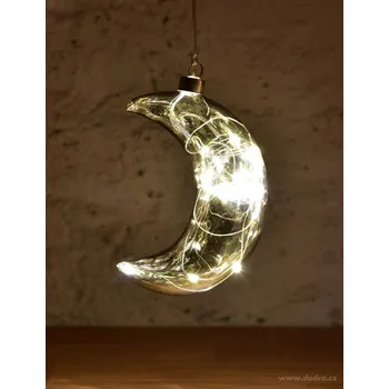 LUNARA | 18 cm závěsný stříbrný měsíc s LED osvětlením | dekorace na zavěšení