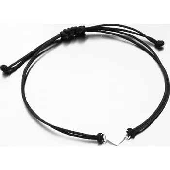 Náramek Náramek bílé zlato 585 černého provázku se srdcem LT14-003-B délka 18 cm