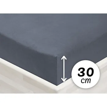 Prostěradlo Jersey napínací prostěradlo na vysokou matraci JR-029 Antracitově šedé 180 x 200 - výška 30 cm