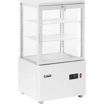 Chladicí vitrína - 58 l - Royal Catering - 3 úrovně - bílá - uzamykatelná RCCC-58-WT