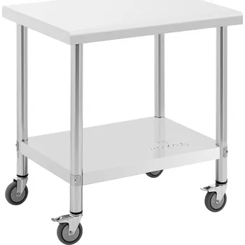 Stůl z ušlechtilé oceli s kolečky - PREMIUM - 60 x 80 cm - 135 kg - Royal Catering RCAT-80/60-W