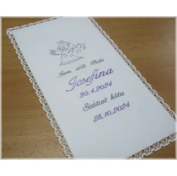 rouška Vyšívaná křestní rouška 18x35 cm - vzor 32 andílek