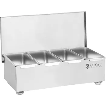 Royal Catering Nástavba s nádobami na kuchyňské přísady - ušlechtilá ocel - 4 x 450 ml RCCBS 4