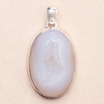 Přívěsek Achát drúzička andělská aura přívěsek stříbro Ag 925 P601 3,4 cm, 16,4 g