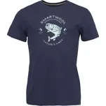 Pánské triko Smartwool TROUT FISHING GRAPHIC SS TEE SLIM FIT XL Tmavě modrá, Světle modrá
