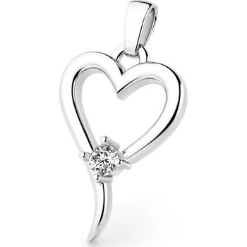 Přívěsek Dámský přívěsek bílé zlato 585/1000 přírodní diamant G/SI srdce s briliantem 140004-B-DIA 40 cm