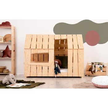 Dětská postýlka Adeko Domečková dětská postel z masivního dřeva v přírodní barvě Mat Rozměr: 70x160 cm