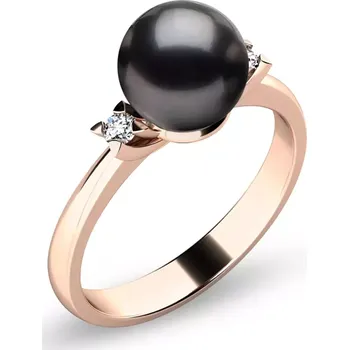 Prsten Dámský prsten přírodní diamant 0.050 ct perlový 10888-CV-Black velikost 57