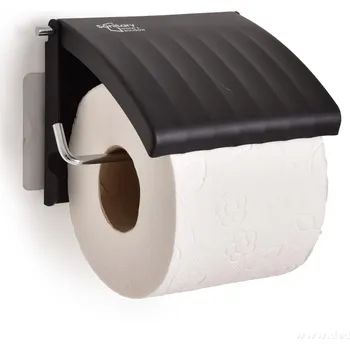 BATH | nástěnný držák na toaletní papír | kov + plast | samolepicí montáž bez vrtání | černý