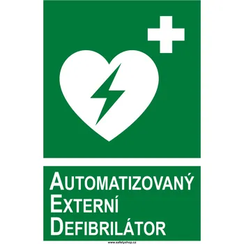 Značení AUTOMATIZOVANÝ EXTERNÍ DEFIBRILÁTOR ISO 7010 samolepící vinylová fólie 200x150 mm