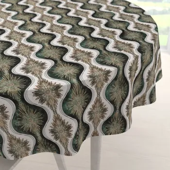 ubrus Bavlněný kulatý ubrus Sandra SA-542 Okrasné hvězdy na zeleném/bílém Ø 40 cm