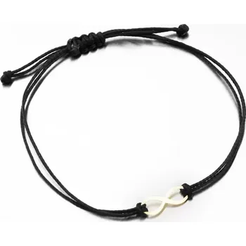 Náramek Náramek žluté zlato 585 černého provázku sem symbolem nekonečno LT14-001-ZL délka 15 cm