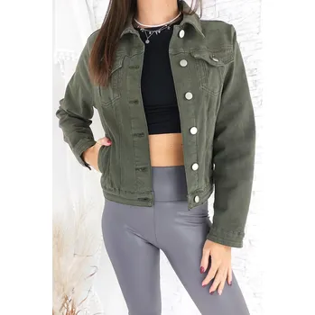 Dámský kabát Moon girl Zelená džínová bunda KS218-11 Velikost: S