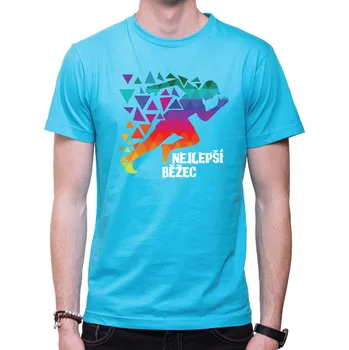 Tričko - Nejlepší běžec / Nejlepší běžkyně, Barva látky tyrkysová modrá, Střih Pánsky/UNISEX, Velikost S