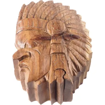 Dárková krabička Krabička dřevo Puzzle Indián světlá