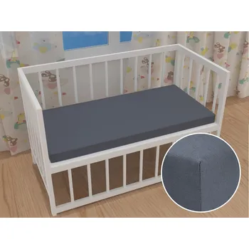Prostěradlo Dětské jersey napínací prostěradlo do postýlky JR-029 Antracitově šedé 60 x 120 x 10 cm - do postýlky