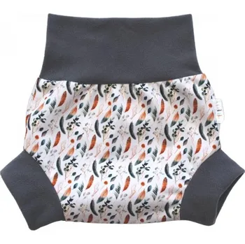 Plenkové kalhoty Breberky natahovací svrchní kalhotky PUL - Eukalyptová peříčka S