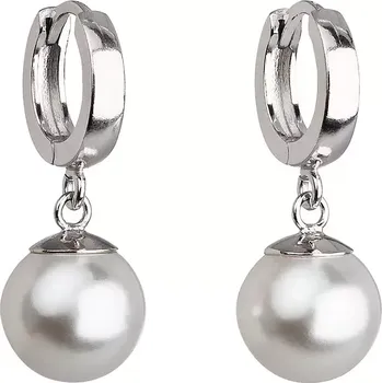 Náušnice Stříbrné náušnice visací s perlou Preciosa bílé kulaté 31151.1