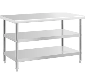 Kuchyňská pracovní deska Pracovní stůl z ušlechtilé oceli - ECO - 120 x 70 cm - 200 kg - mezipolice - Royal Catering RCAT-120/70-PS3SH