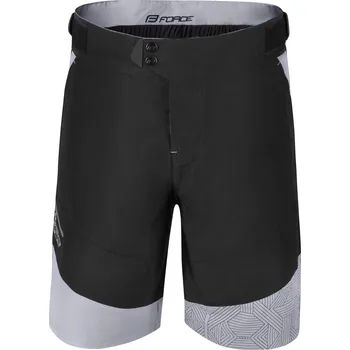 Cyklistické kalhoty FORCE - kraťasy F STORM s odnímatel. vložkou,črn-šedé XS