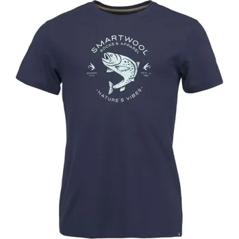 Pánské tričko Pánské triko Smartwool TROUT FISHING GRAPHIC SS TEE SLIM FIT M Tmavě modrá, Světle modrá