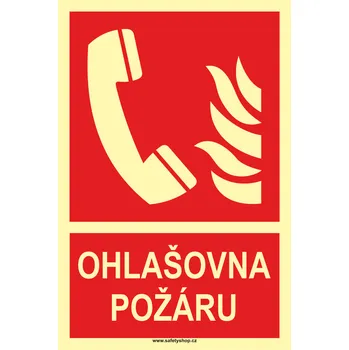 Značení Ohlašovna požáru ISO 7010 - fotoluminiscenční ftl plast 200 x 150 mm